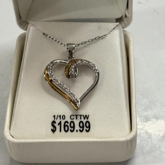 Sterling vermeil & 1/10th cttw diamond necklace